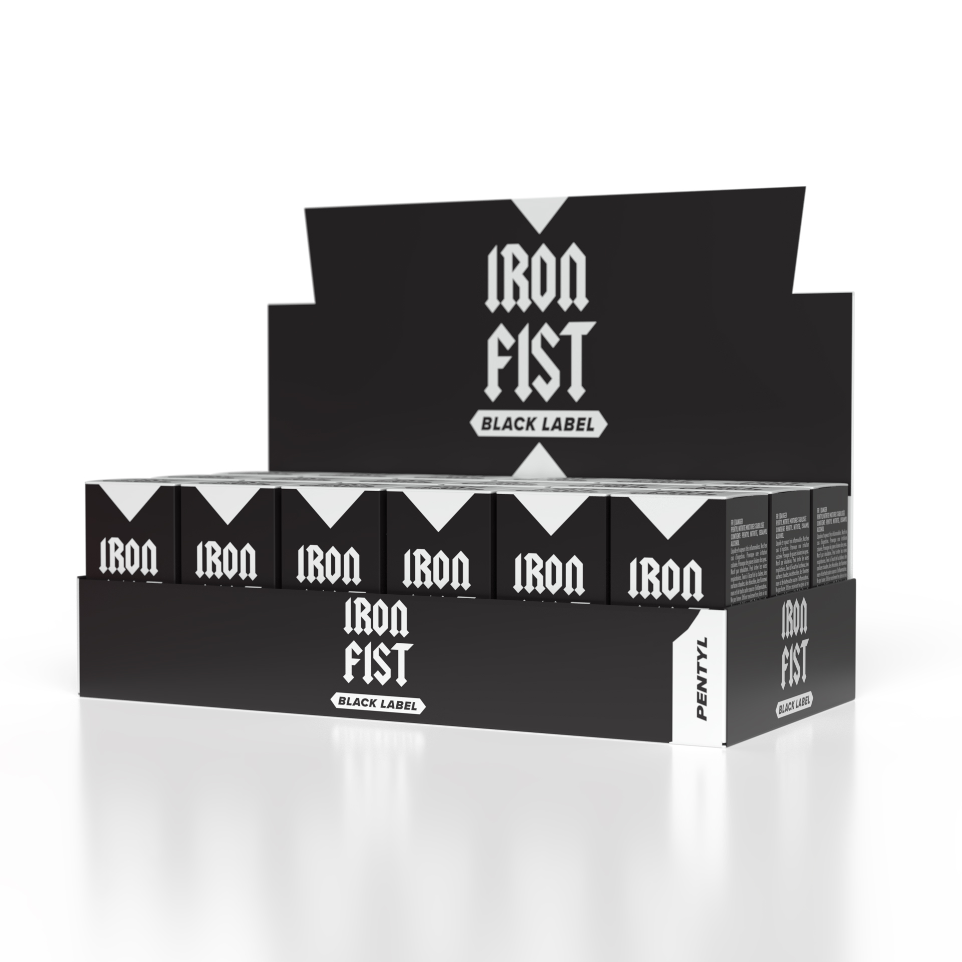 Iron Fist Black Label counter display tray — 18 units
